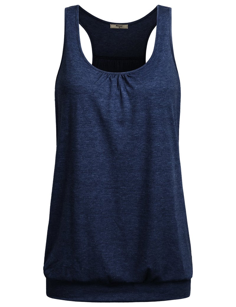 Miusey Women's Workout Tank Top, Sleeveless Round Neck, Trendy & Flattering Blue Camisole - L - Image 1